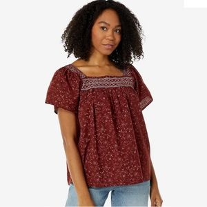 Madewell Smocked Top in Dotted Vines